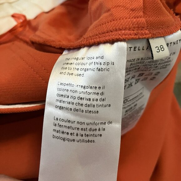 Stella McCartney High Rise Pleated Pants Womens 2 Tangerine Wool Crop Flare - Picture 10 of 16